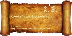 Kovácsy Benedek névjegykártya